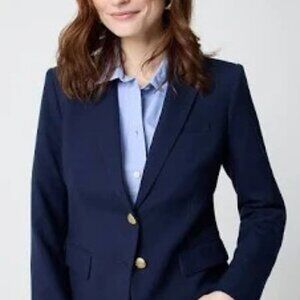 J Crew Factory Original Schoolboy Blazer Wool Blend SZ 14 Navy Preppy AZ565